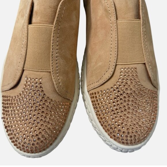 L'Amour Des Pieds Leather Zarrial Bedazzled Rose Gold Slip On Sneakers 8M - Picture 3 of 9